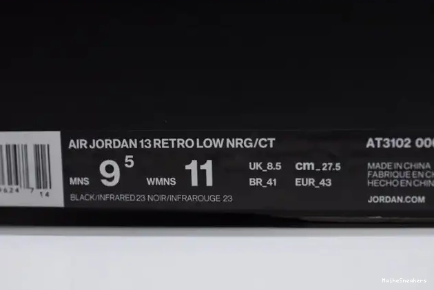 MaikeSneakers 13 Infrared Low Air AT3102-006 x Black Jordan Clot 0512